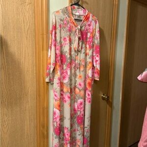 a new day Beige Dress with Pink & Orange Floral Tie Detail